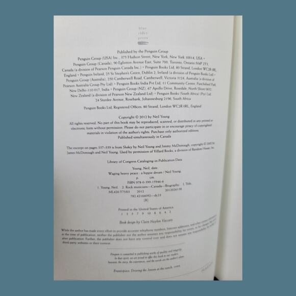 First Edition 2012 Neil Young's "Waging Heavy Peace" Hardcover Book - Picture 4 of 6